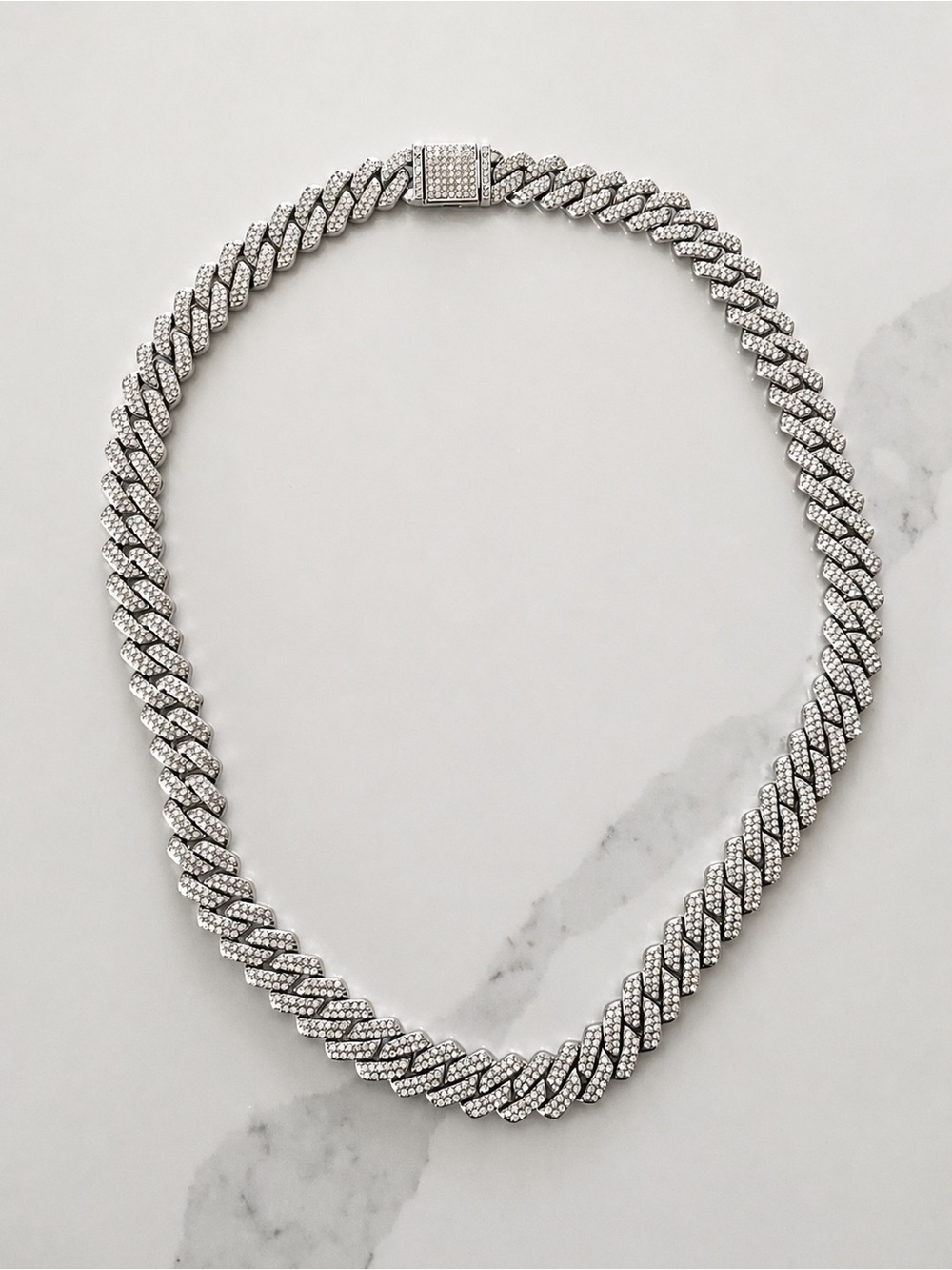 Silver VVS Cuban Link Chain Necklace